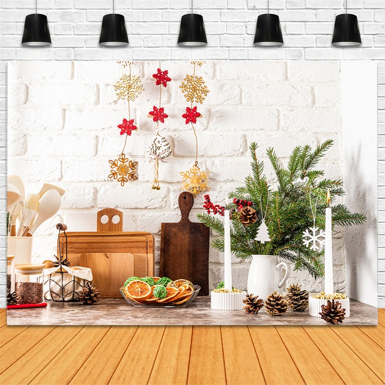 Christmas Photography Backdrops Kitchen Decor Pinecones Backdrop BRP11-188