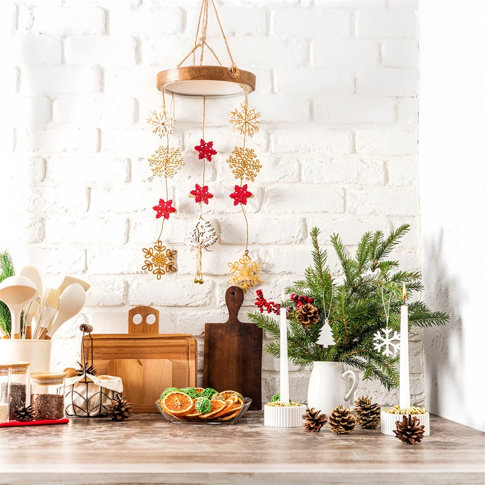 Christmas Photography Backdrops Kitchen Decor Pinecones Backdrop BRP11-188