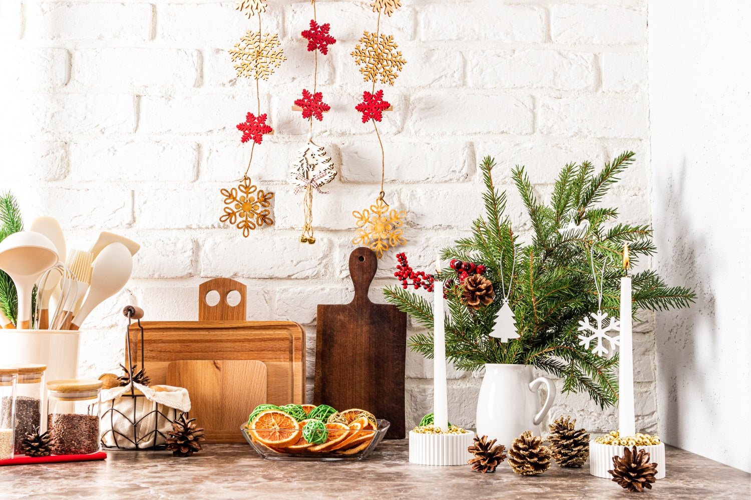 Christmas Photography Backdrops Kitchen Decor Pinecones Backdrop BRP11-188