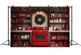 Photography Christmas Backdrop Red Oven Kitchen Decor Backdrop BRP11-192