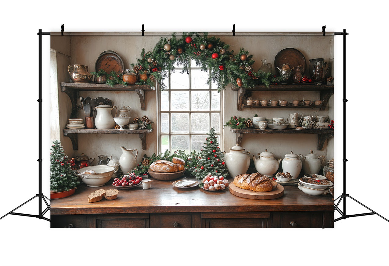 Christmas Picture Backdrop Kitchen Display Bread Loaves Backdrop BRP11-196