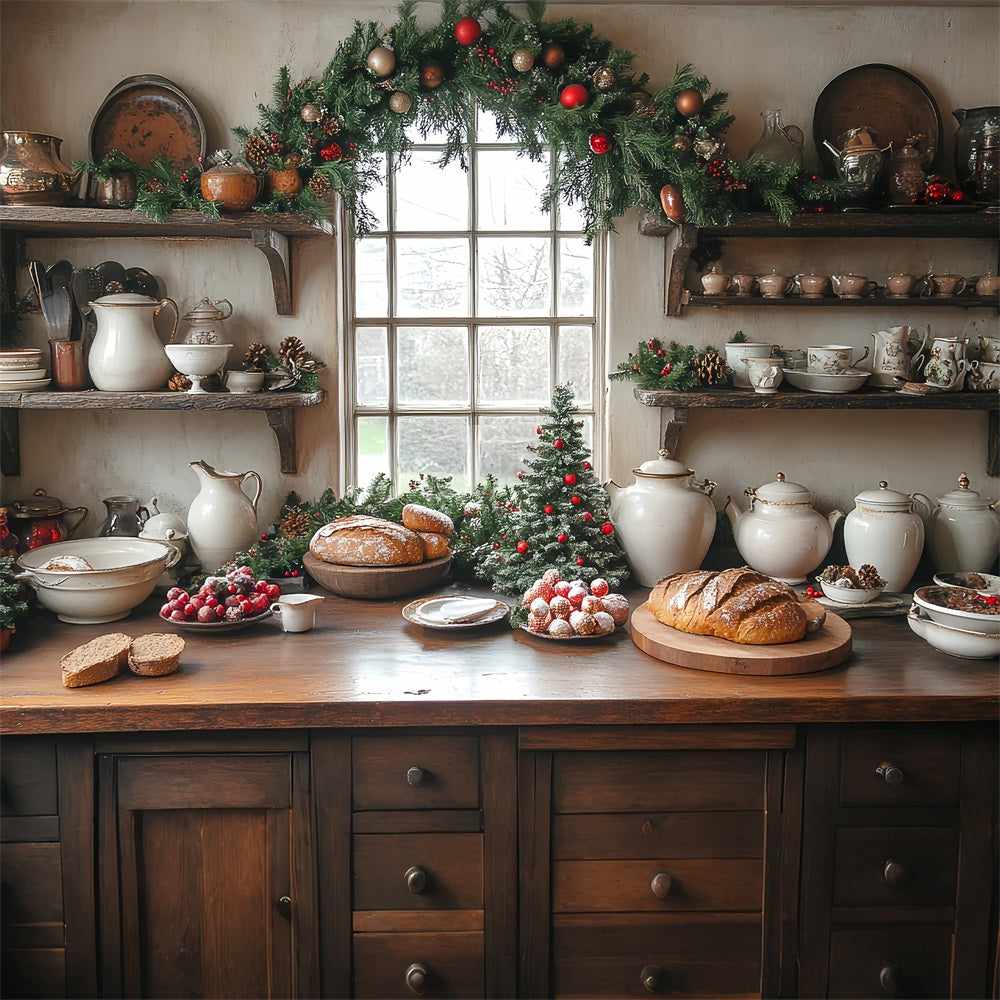 Christmas Picture Backdrop Kitchen Display Bread Loaves Backdrop BRP11-196