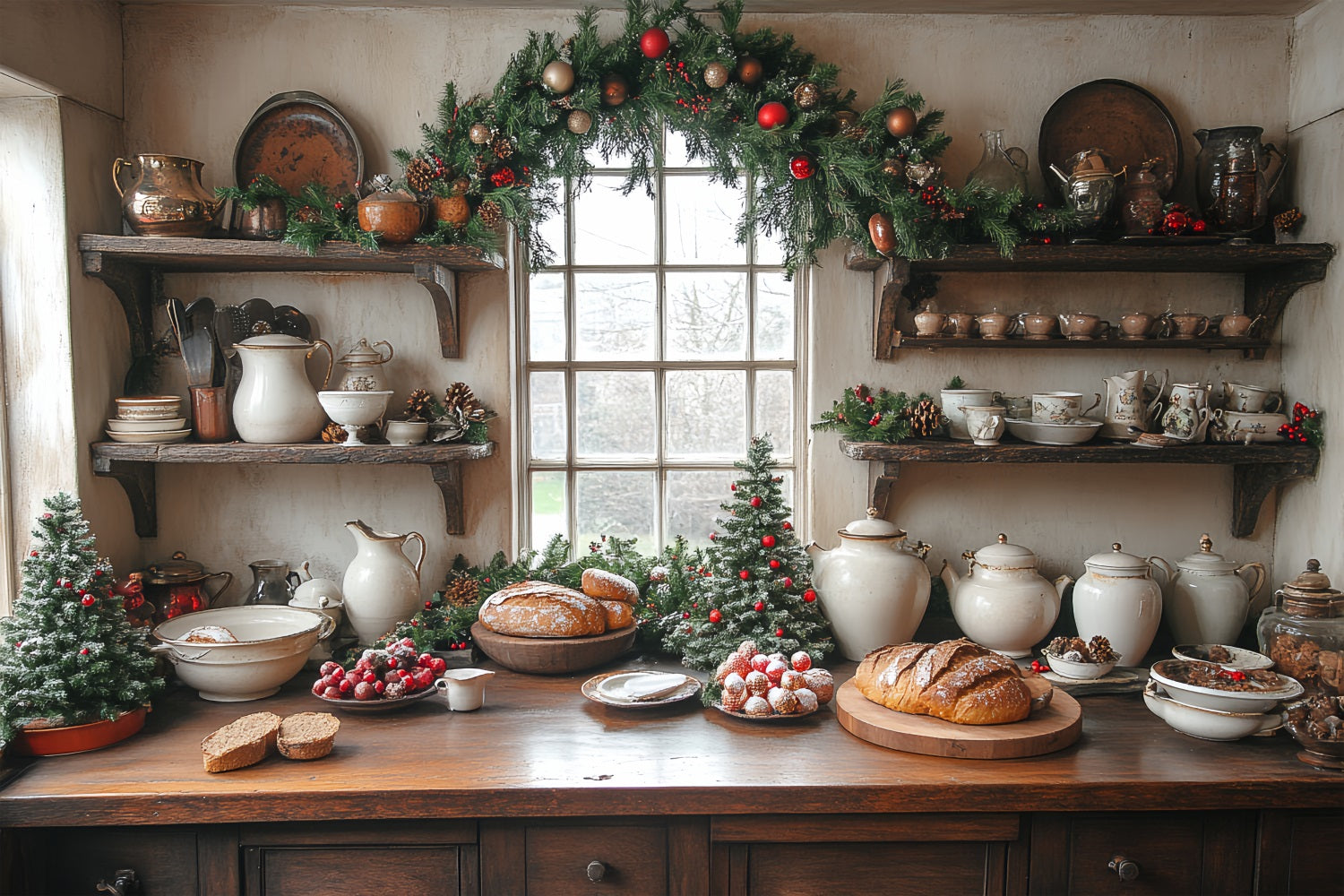 Christmas Picture Backdrop Kitchen Display Bread Loaves Backdrop BRP11-196