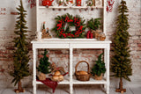 Christmas Tree Backdrop Console Wreath Pine Decor Backdrop BRP11-197