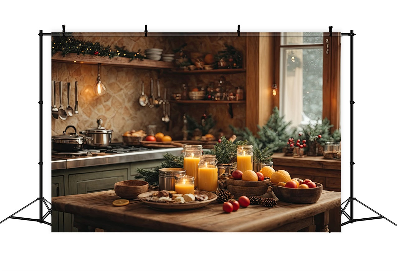 Backdrops For Christmas Kitchen Candles Pine Greenery Backdrop BRP11-198