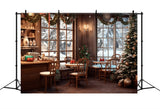 Fabric Christmas Backdrops Café Snowy Winter View Backdrop BRP11-199