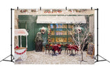 Christmas Tree Backdrops Snow-Covered Boulangerie Lights Backdrop BRP11-201