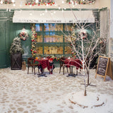 Christmas Tree Backdrops Snow-Covered Boulangerie Lights Backdrop BRP11-201