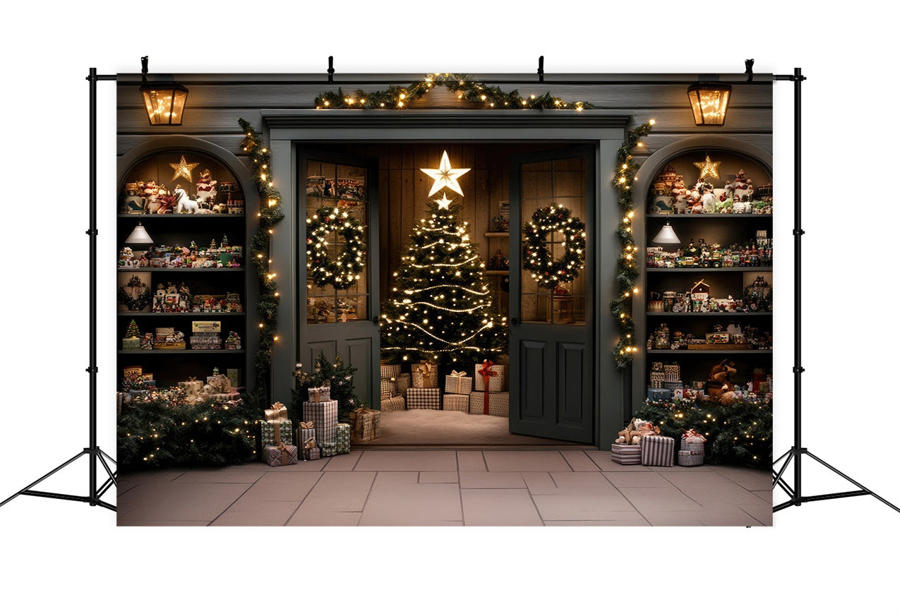 Christmas Trees Backdrop Elegant Doorway Garland Backdrop BRP11-205