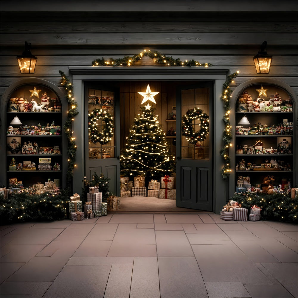 Christmas Trees Backdrop Elegant Doorway Garland Backdrop BRP11-205