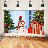 Backdrops For Christmas Snowman Tree Gifts Backdrop BRP11-206