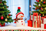 Backdrops For Christmas Snowman Tree Gifts Backdrop BRP11-206