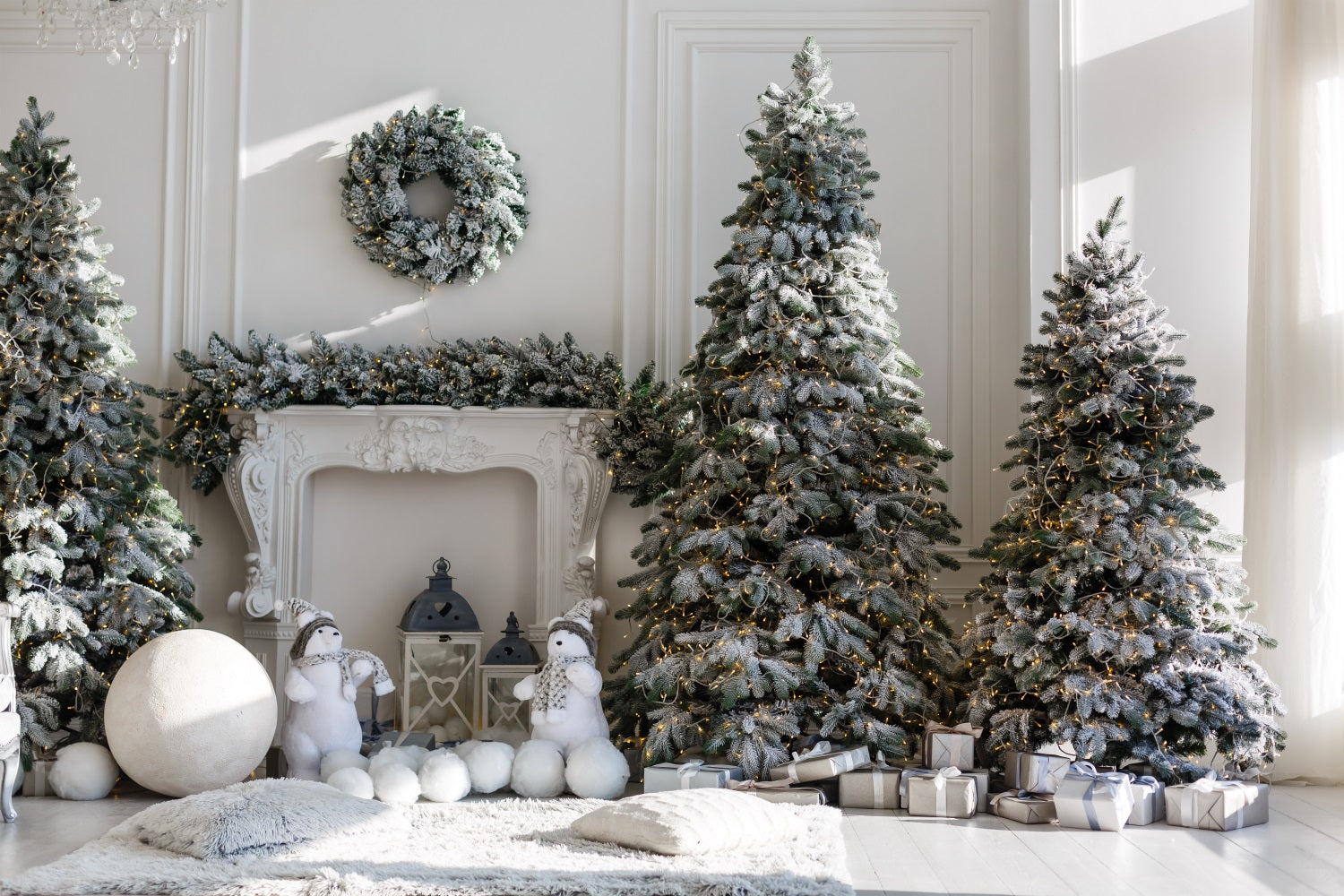 Growing Christmas Tree Backdrop Frosted Hearth Setting Backdrop BRP11-208