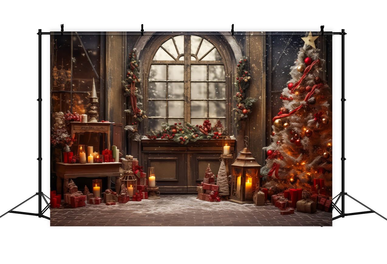 Christmas Window Backdrop Wreath Tree Decor Backdrop BRP11-210