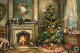 Fireplace Backdrop Christmas Tree Wreath Scene Backdrop BRP11-211