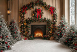 Fireplace Backdrop Christmas Arch Snowy Trees Backdrop BRP11-218