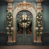 Photography Christmas Backdrops Golden Door Wreath Backdrop BRP11-221