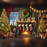 Christmas Fireplace Backdrops Nutcracker Stocking Festive Backdrop BRP11-223