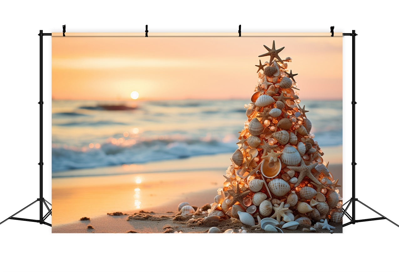 Backdrop For Christmas Beach Sunset Seashell Backdrop BRP11-226