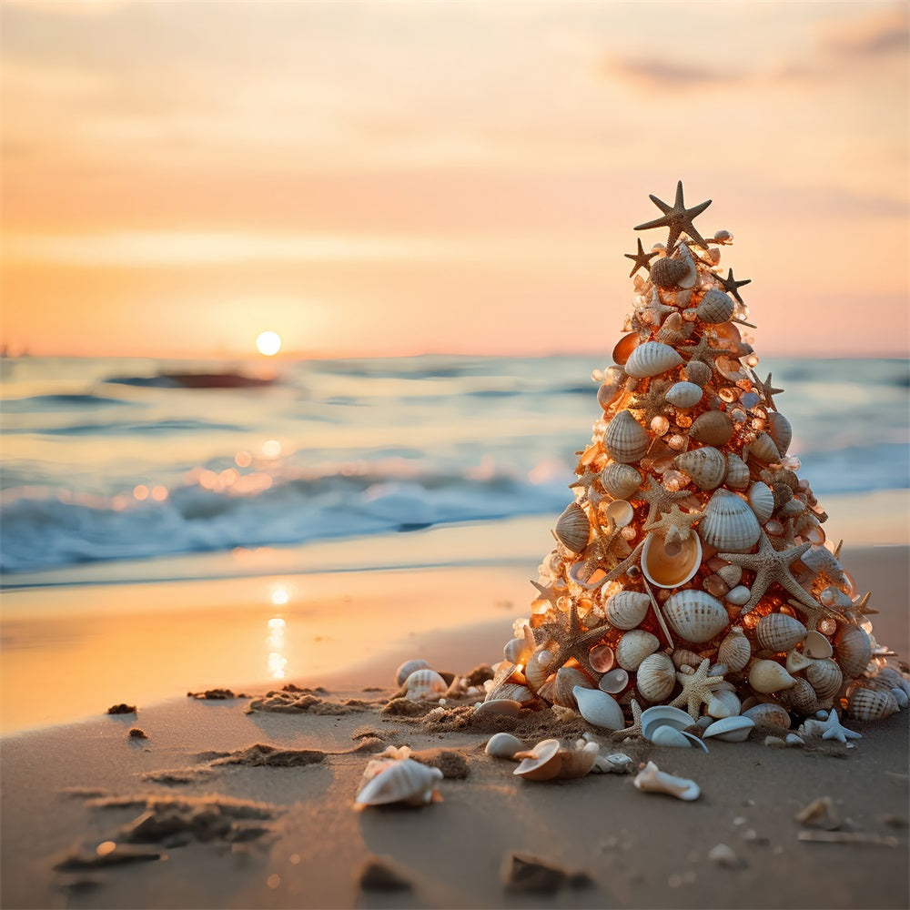 Backdrop For Christmas Beach Sunset Seashell Backdrop BRP11-226