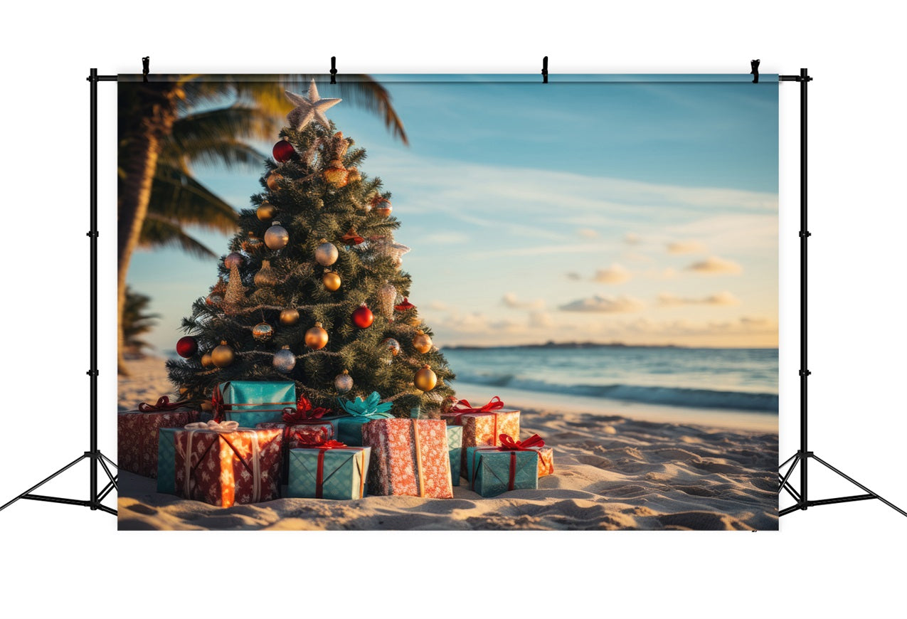 Christmas Photo Booth Backdrop Tree Beach Decor Backdrop BRP11-228