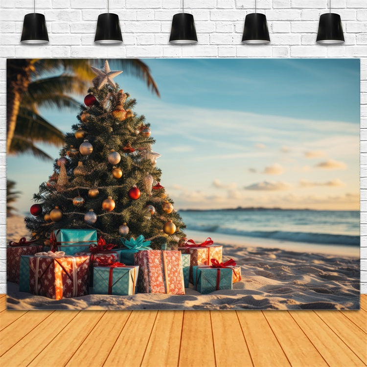 Christmas Photo Booth Backdrop Tree Beach Decor Backdrop BRP11-228