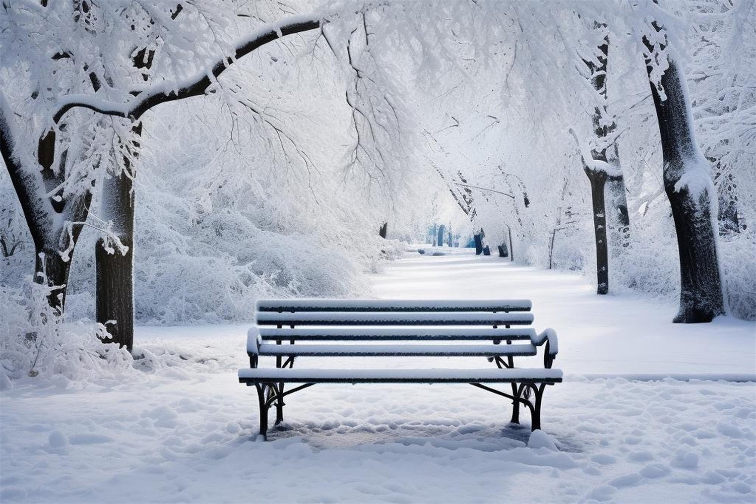 Winter Backdrops Photography Blissful Park Scene Bench Backdrop BRP11-23