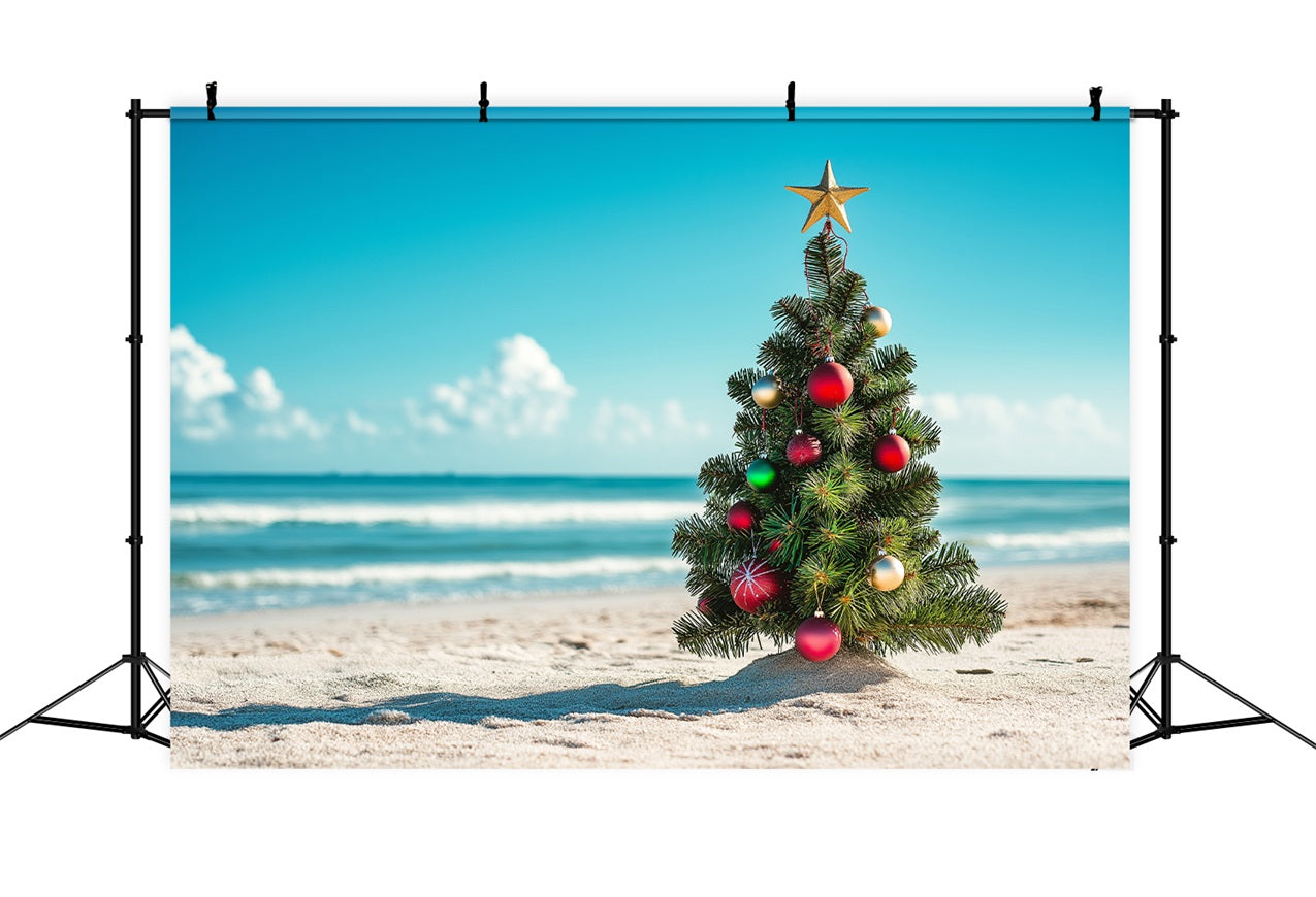 Christmas Theme Backdrop Star Coastal Tree Scene Backdrop BRP11-231