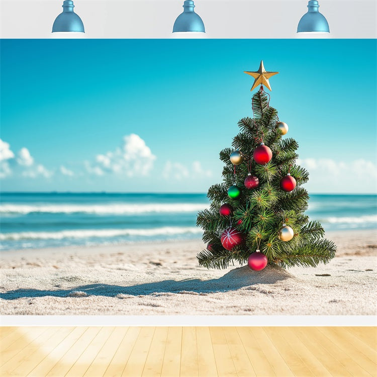 Christmas Theme Backdrop Star Coastal Tree Scene Backdrop BRP11-231