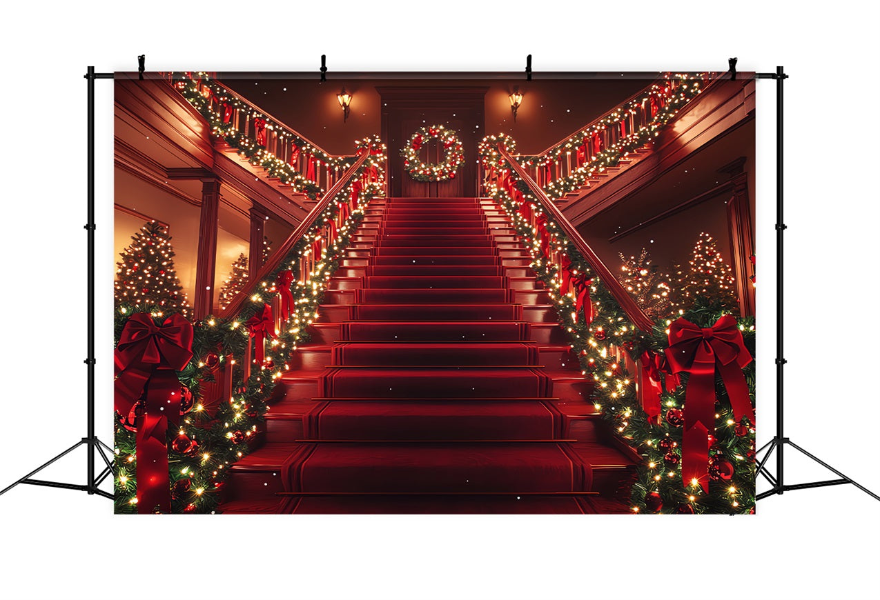 Christmas Scene Photo Backdrops Red Staircase Backdrop BRP11-239