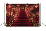 Christmas Scene Photo Backdrops Red Staircase Backdrop BRP11-239