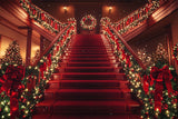 Christmas Scene Photo Backdrops Red Staircase Backdrop BRP11-239