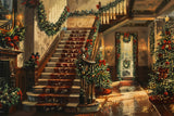 Christmas Photo Backdrops Interior Tree Stairs Backdrop BRP11-241