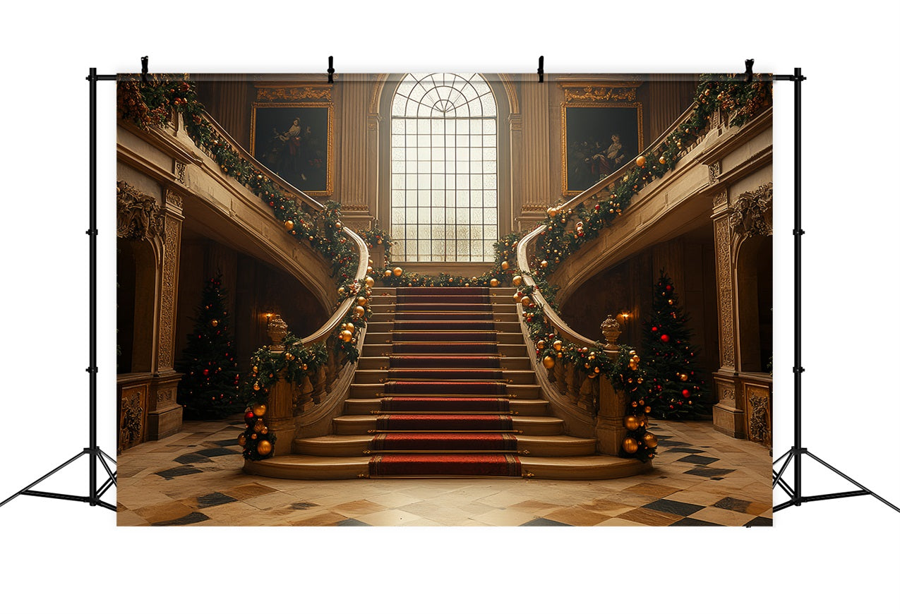 Christmas Backdrop Grand Spiral Staircase Celebration Backdrop BRP11-242