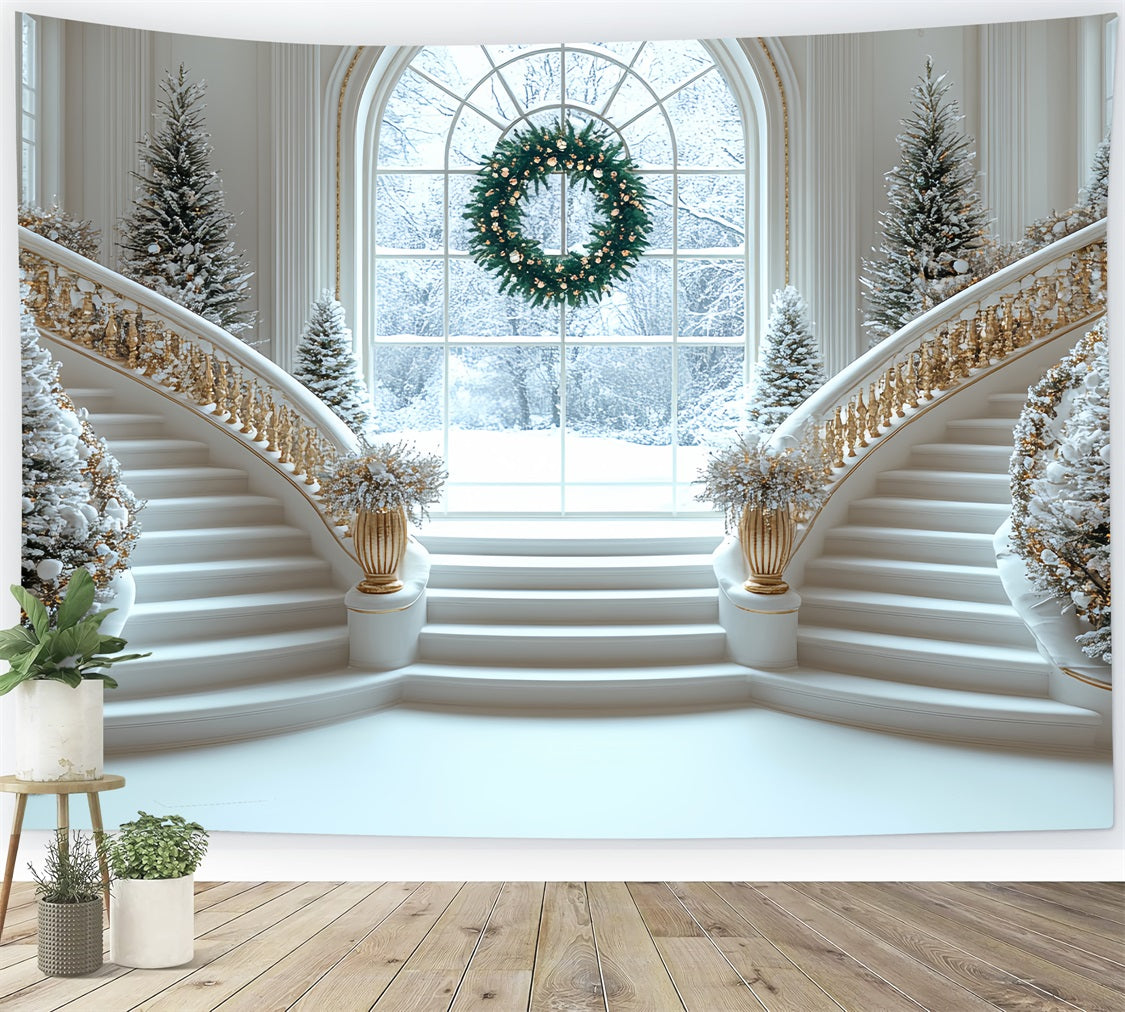 Backdrop Christmas White Staircase Celebration Backdrop BRP11-243