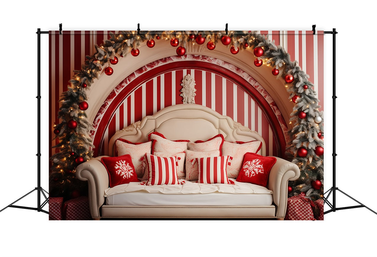 Christmas Headboard Backdrop Room Red White Theme Backdrop BRP11-248