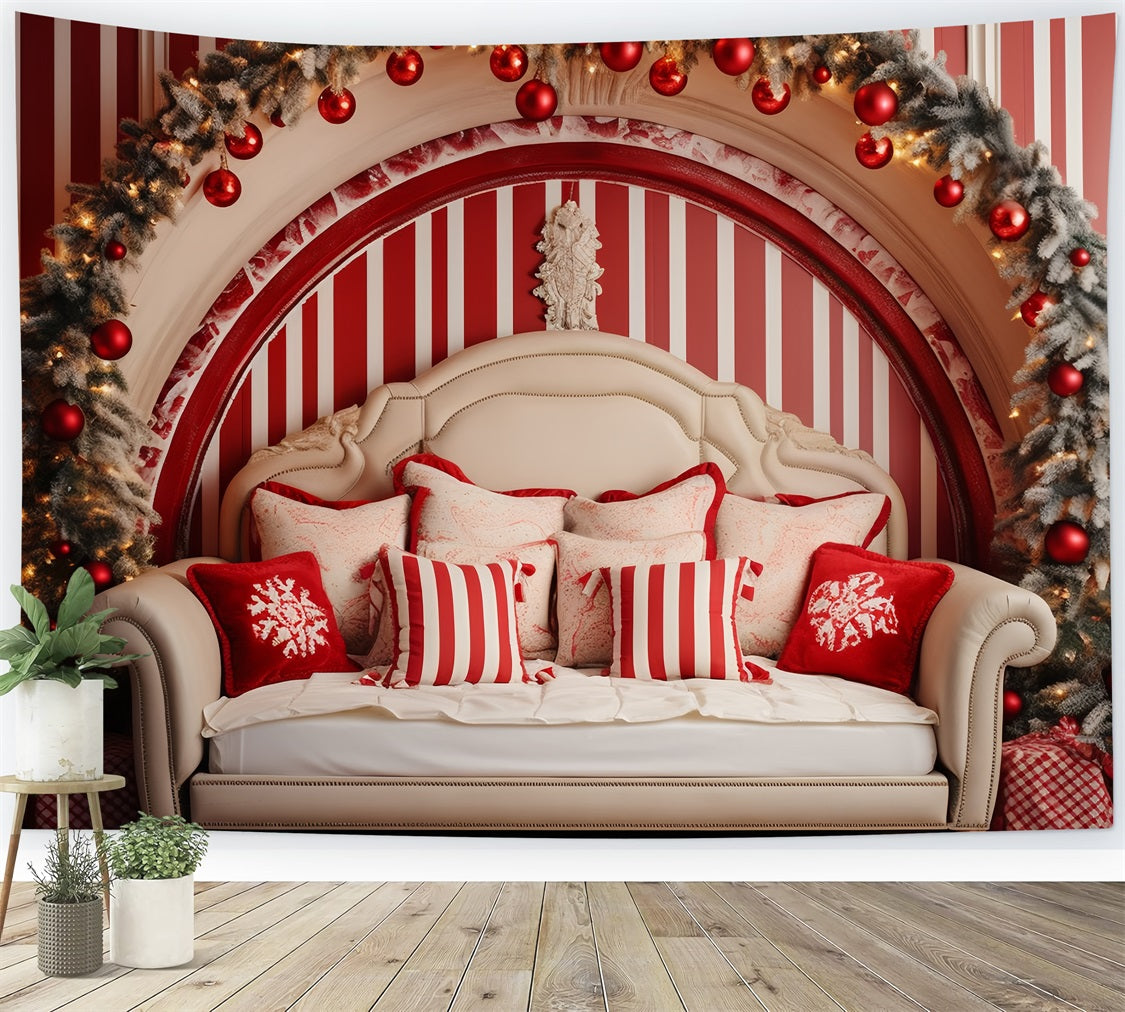 Christmas Headboard Backdrop Room Red White Theme Backdrop BRP11-248