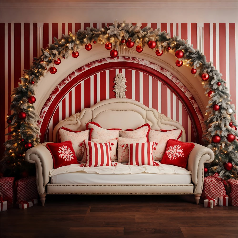 Christmas Headboard Backdrop Room Red White Theme Backdrop BRP11-248