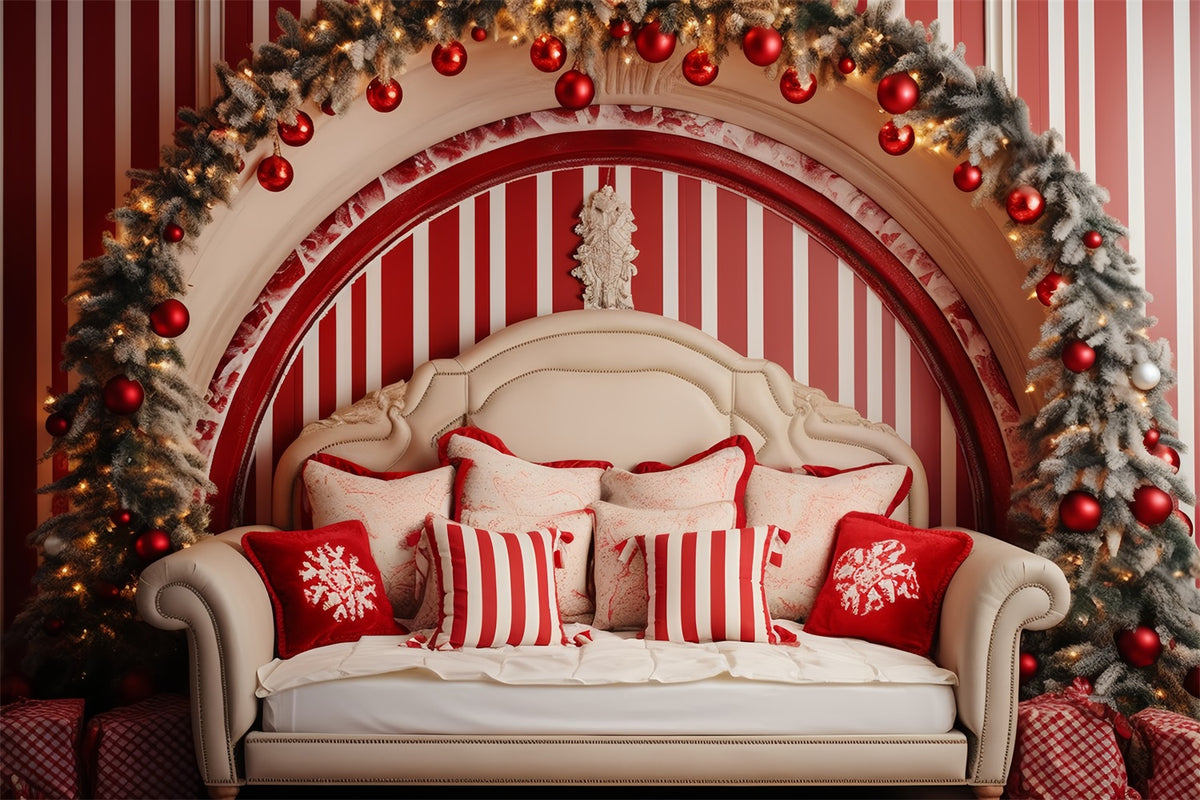 Christmas Headboard Backdrop Room Red White Theme Backdrop BRP11-248