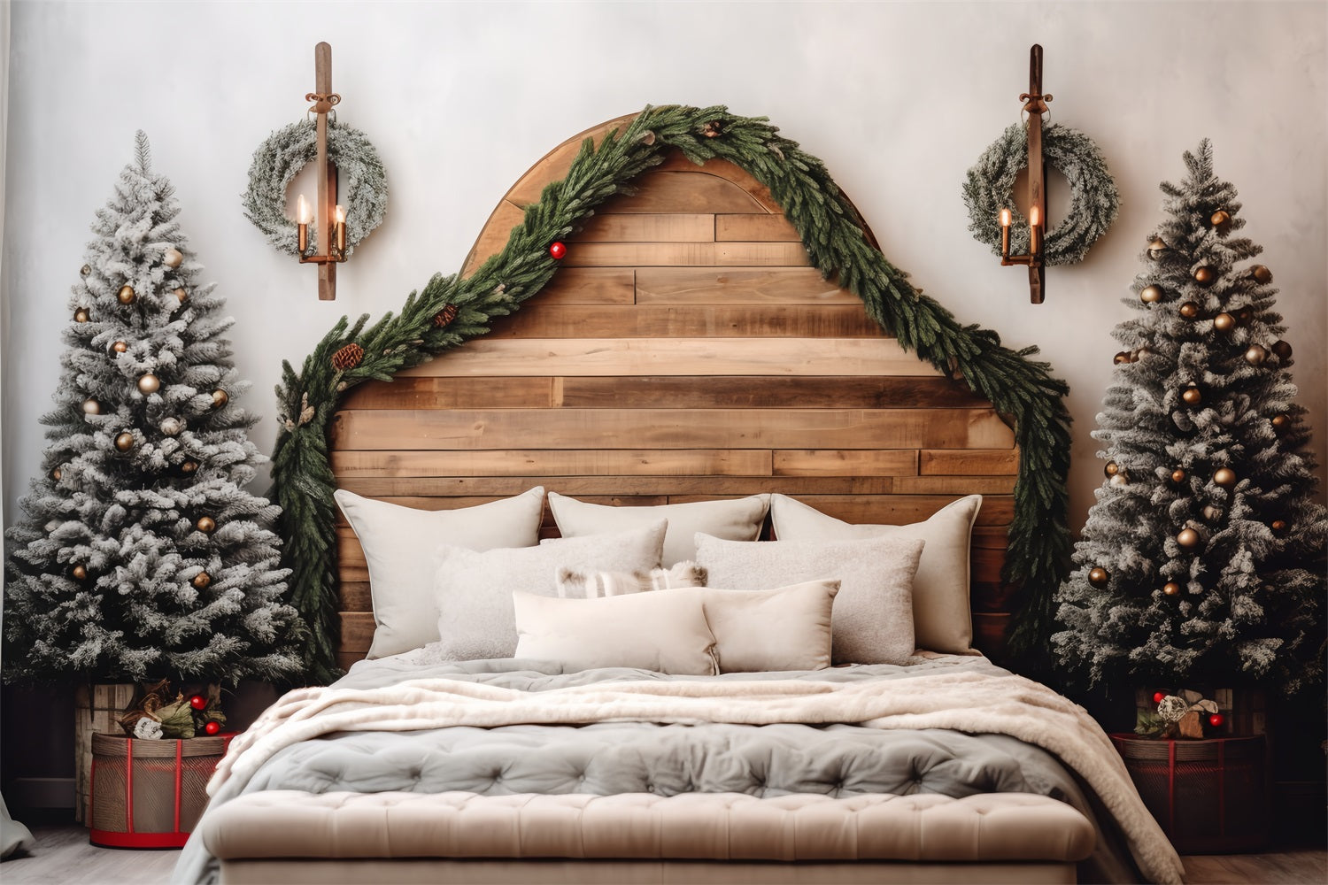 Christmas Headboard Backdrop Trees Bedroom Decor Backdrop BRP11-250