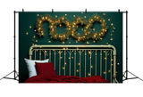 Christmas Bed Backdrop Glowing Light Wreath Scene Backdrop BRP11-252