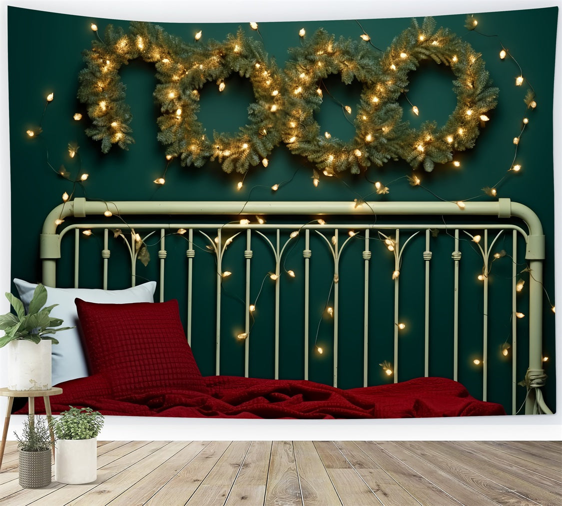 Christmas Bed Backdrop Glowing Light Wreath Scene Backdrop BRP11-252