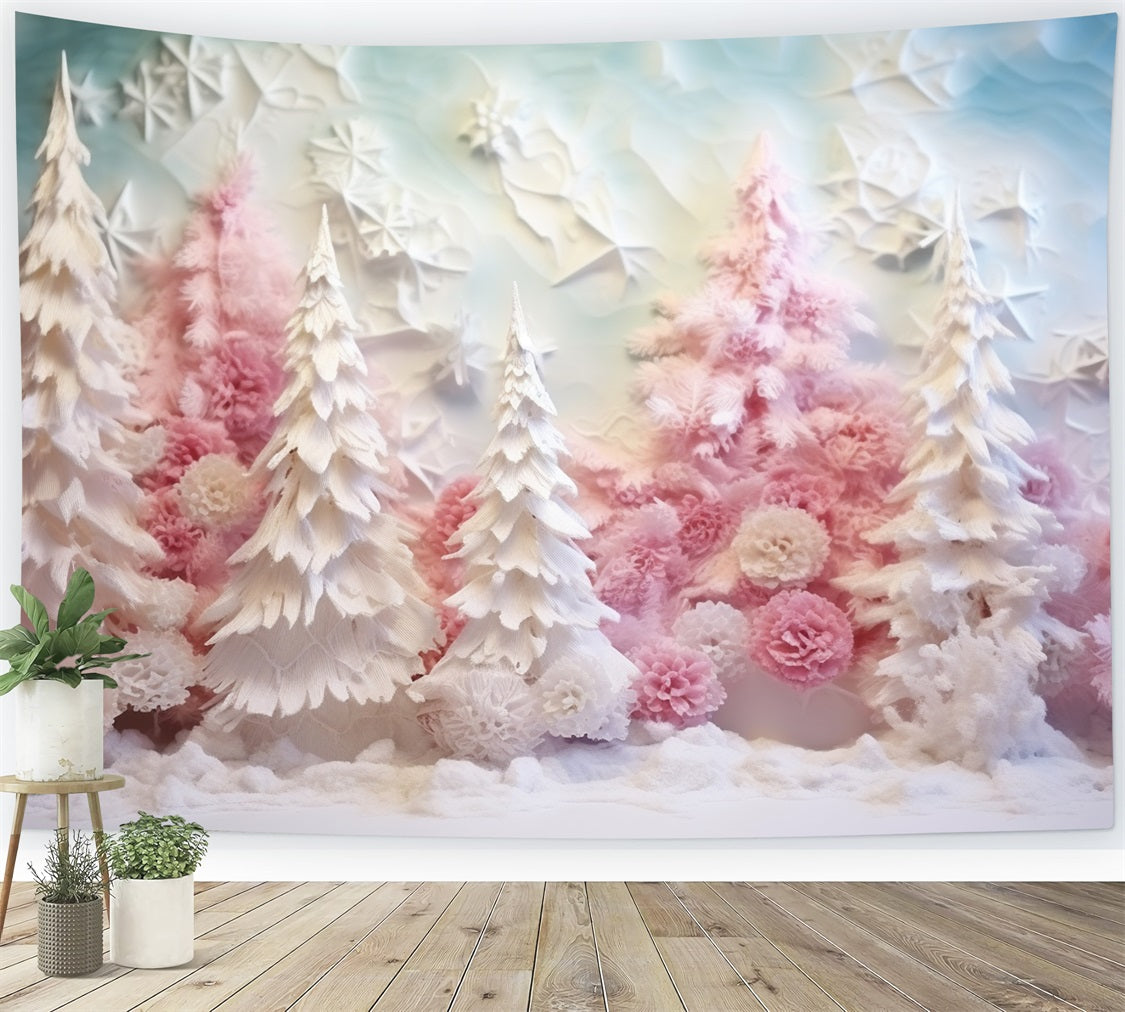 Winter Backdrop Pastel Pink Frosted Forest Backdrop BRP11-255