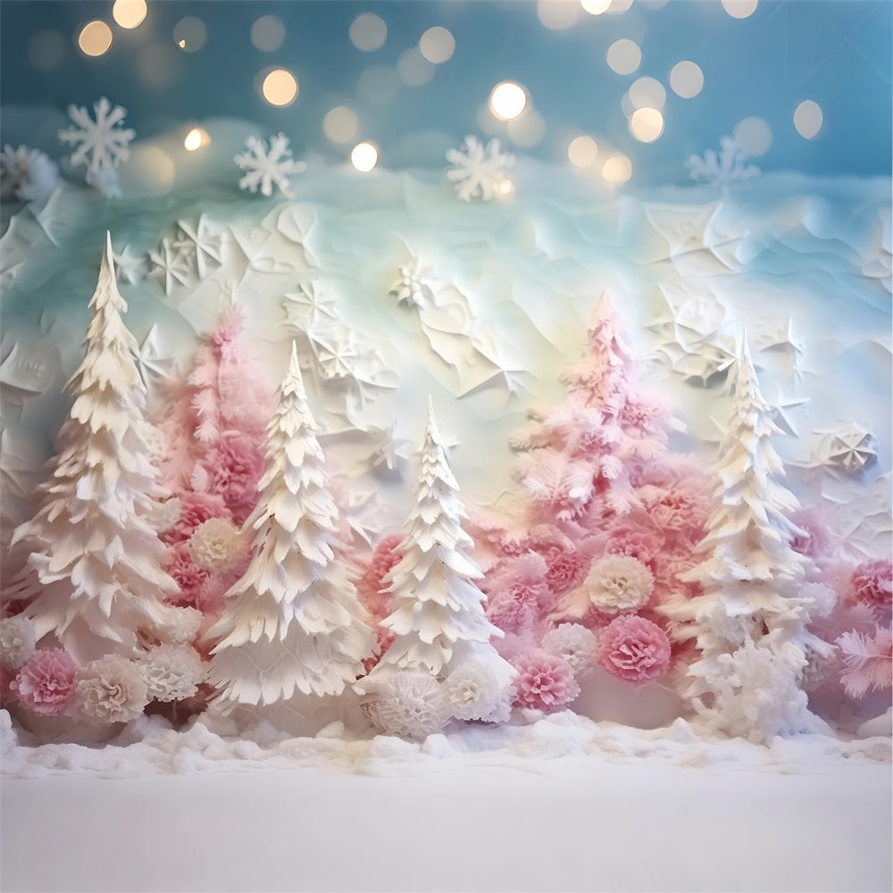 Winter Backdrop Pastel Pink Frosted Forest Backdrop BRP11-255