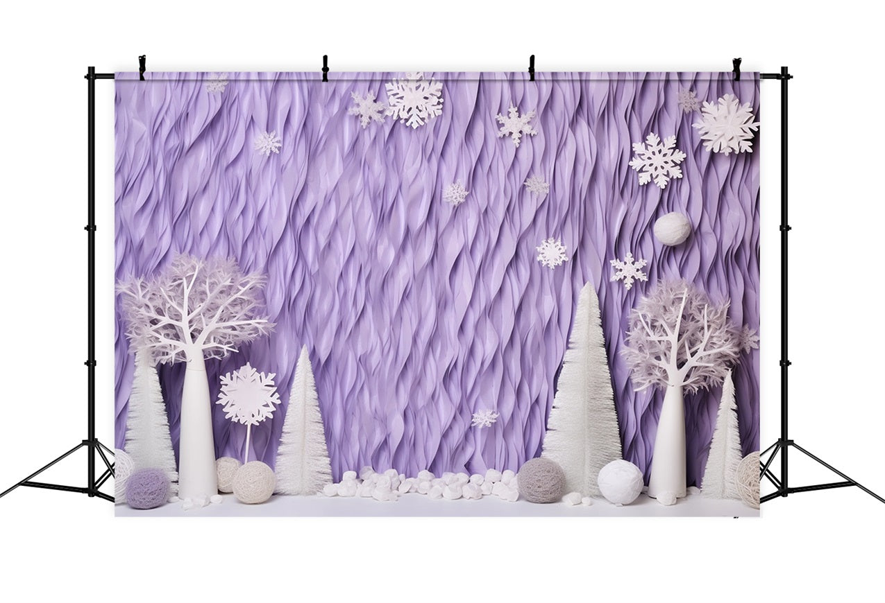 Winter Backdrops Lavender Frosted Trees Snowflakes Backdrop BRP11-256