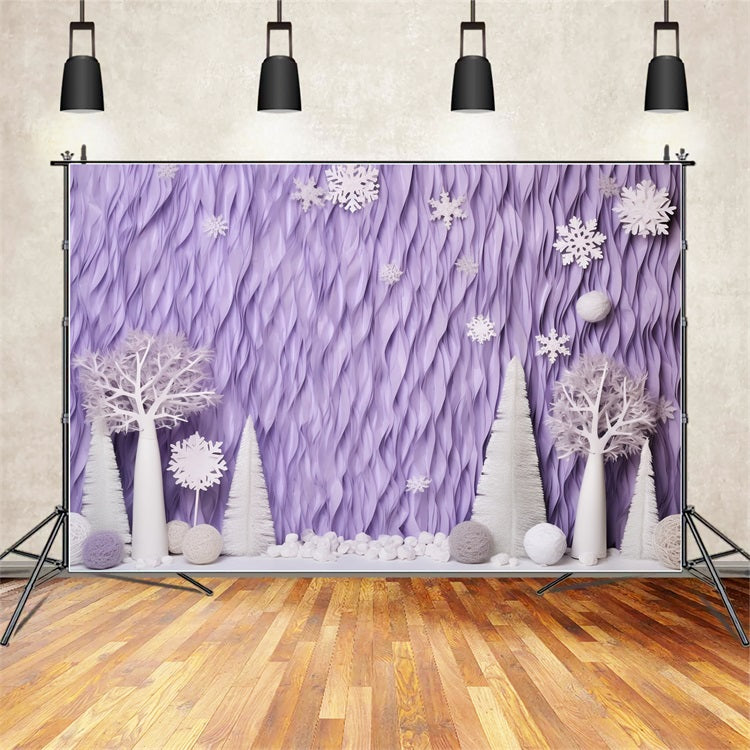 Winter Backdrops Lavender Frosted Trees Snowflakes Backdrop BRP11-256