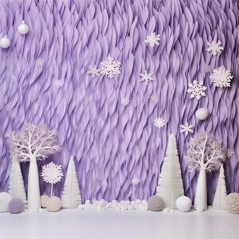 Winter Backdrops Lavender Frosted Trees Snowflakes Backdrop BRP11-256