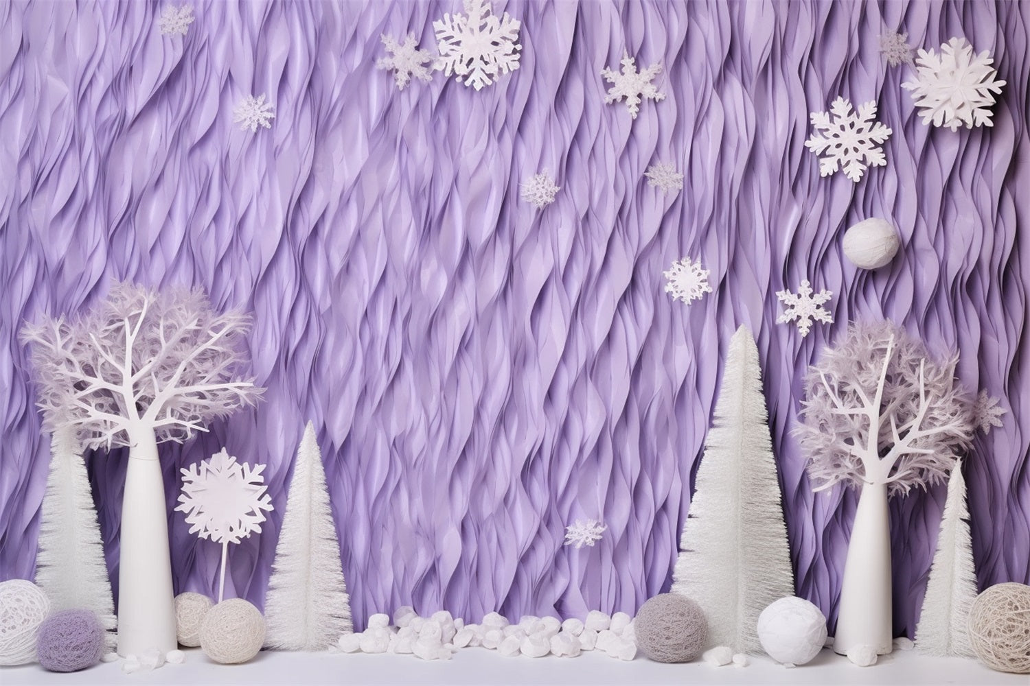 Winter Backdrops Lavender Frosted Trees Snowflakes Backdrop BRP11-256