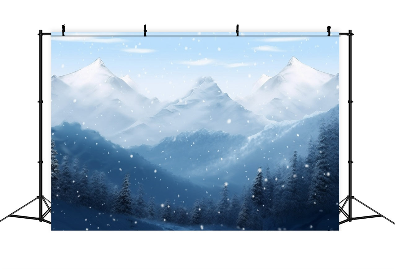 Winter Wonderland Backdrops Snow-Covered Mountains Backdrop BRP11-259