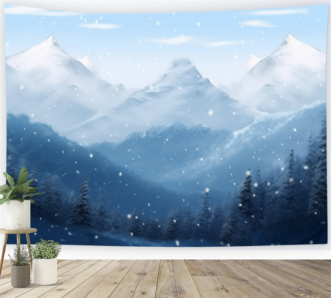 Winter Wonderland Backdrops Snow-Covered Mountains Backdrop BRP11-259